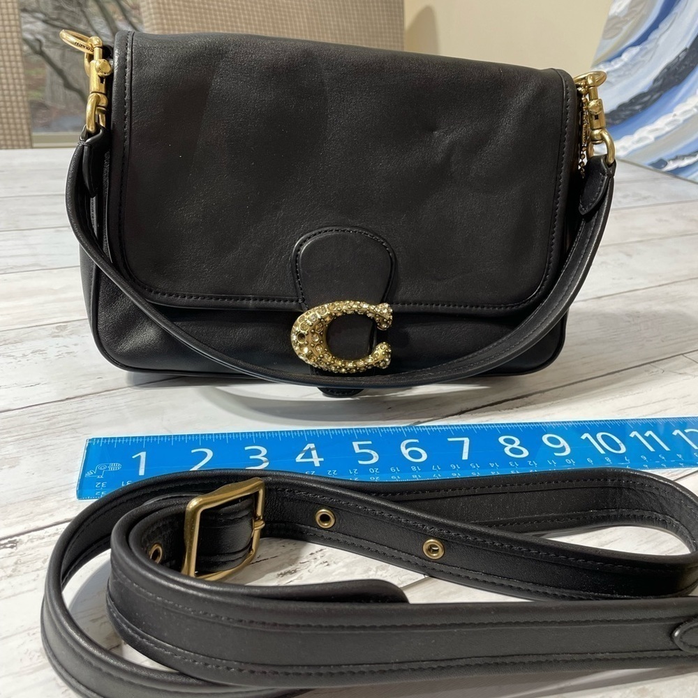 COACH Soft Calf Leather Tabby Shoulder Bag With Rhinestone Buckle Crossbody - Picture 5 of 14